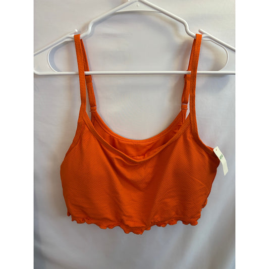 Aerie Pique Longline Scoop Bikini Top – Jewel Orange – Size L - NWT